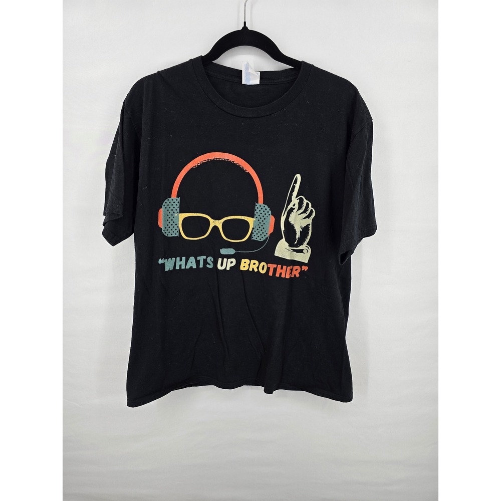 Port‎ & Company Whats Up Brother Graphic T Mens Large Black Short Sleeve T-Shirt